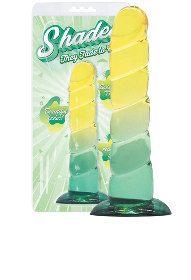 Shades Swirl Dildo with Suction Cup 7.5in - Yellow/Mint Green