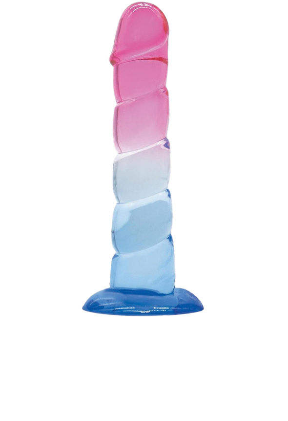 Shades Swirl Dildo with Suction Cup 7.5in - Pink/Blue