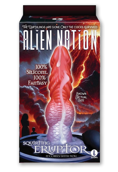 Alien Nation Eruptor Silicone Self Lubricating Dildo - Red/Silver