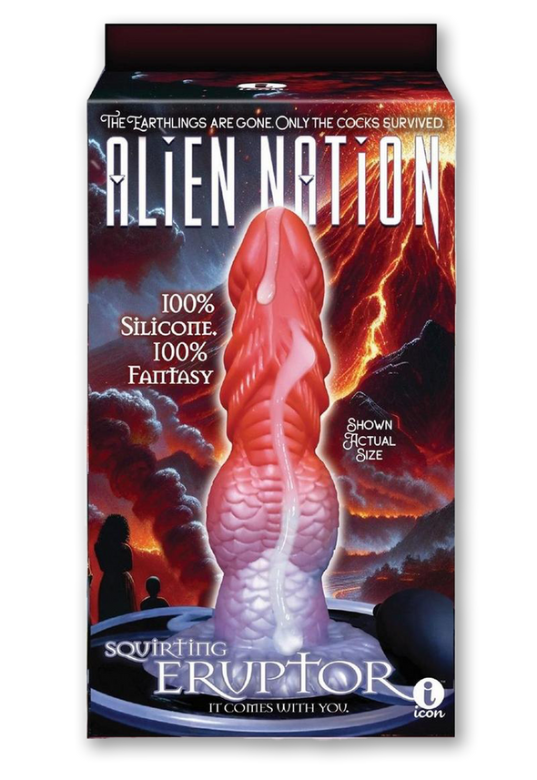 Alien Nation Eruptor Silicone Self Lubricating Dildo - Red/Silver