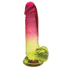Icon Brands - Shades - Large 8 Inch Jelly TPR Gradient Dildo Pink and Yellow - Icon Brands