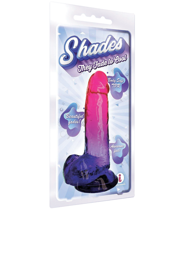 Icon Brands - Shades - Large 8 Inch Jelly TPR Gradient Dildo Pink and Plum