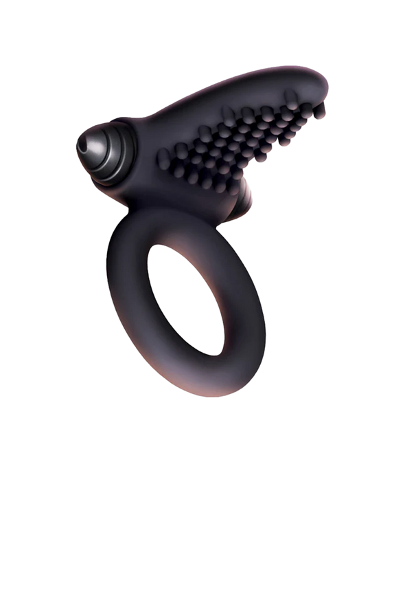 Icon Brands - The 9's - Silicone Bullet Tongue Cock Ring Ring Black