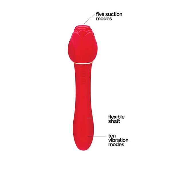 Wild Rose Rechargeable Silicone Suction + Vibrator - Red